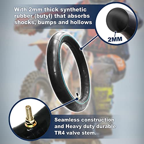 70/100-17 (2.50/2.75-17) Heavy Duty Inner Tube – 2mm Reinforced Butyl, TR4 Valve – Fits Honda CRF125/150, CR85, Suzuki DRZ125/RM85, Kawasaki KX85/KLX140, Yamaha TTR125/YZ85, Baja, Coolster, TaoTao - size: 70/100-17 (2.50/2.75-17)
