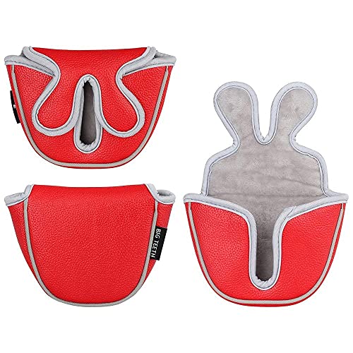 BigTeeth Golf Mallet Putter Head Cover Golf Club Protector Fit for Odessey Backstryke Centre Shaft Putter - color: Red