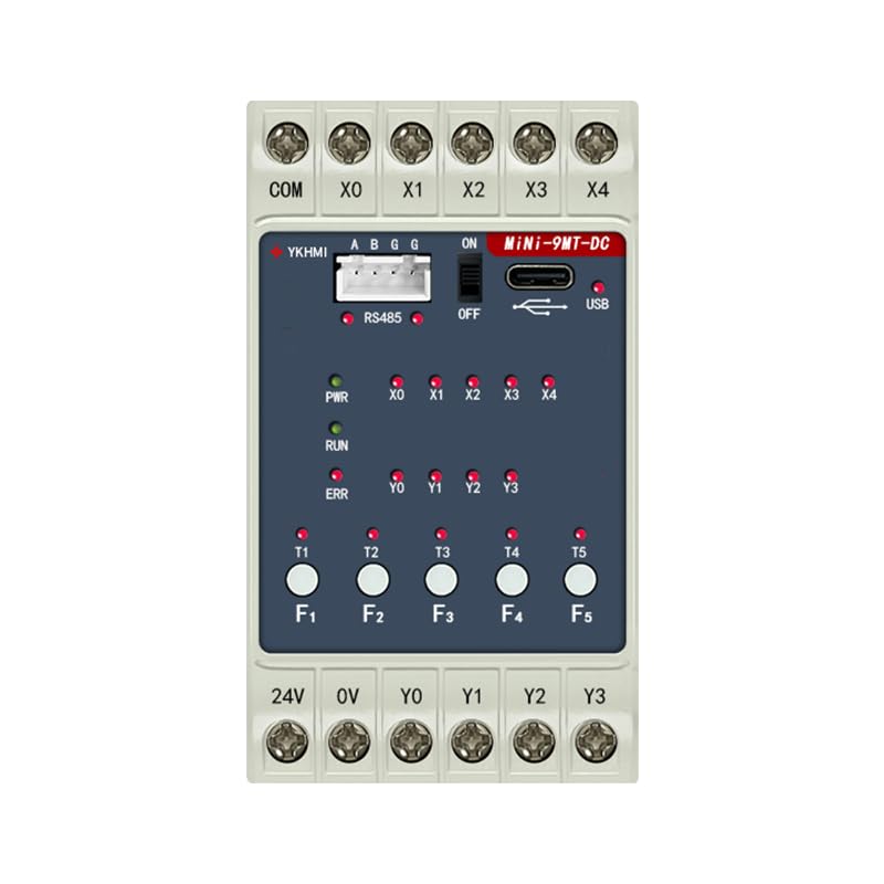Ladder Logic PLC Programmable Logic Controller FX1S-9MT with 5 Input 4 Transistor Output and RS485 Port, Fully Compatible with FX1S, DC 24V Input Small PLC (Mini-9MT-DC) - color: Mini-9MT