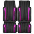 CAR PASS Heavy Duty Rubber Car Mats Metallic, Aluminum Film All Weather Floor Mats Waterproof Universal Trim to Fit for SUV Sedan Van 4 Piece Anodized Deep Dish Two-Tone Sporty Black Hot Pink Chrome - color: Black Hot Pink