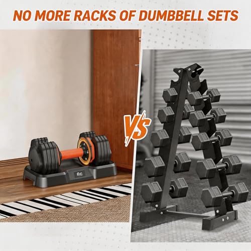 2026 New 15-in-1 Adjustable Dumbbell Set 105/52.5lb – Instant Weight Swap, Storage Box, Non-Slip, 3-Yr Service - color: Dark