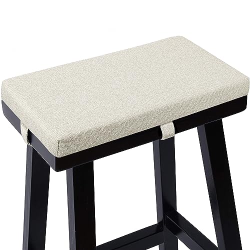 Tromlycs Saddle Bar Stool Cushion Rectangle Small Bench Cushion Light Linen | Rectangular Seat Cushion, Rectangle Bar Stool Cover Pad, Kitchen Farmhouse, with Strap Ties, 18x9.5 Inch - color: Light Linen