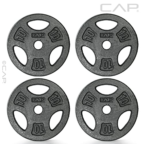 CAP Barbell Standard 1-Inch Grip Weight Plates - color: Black, size: 10 lbs Plate Pack (x4)