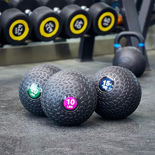 Fitvids Slam Medicine Wall Balls Workout Exercise Fitness Weighted Balls for Cross Training, Strength and Conditioning Exercises, Cardio and Core Workouts - style: 15 Pounds