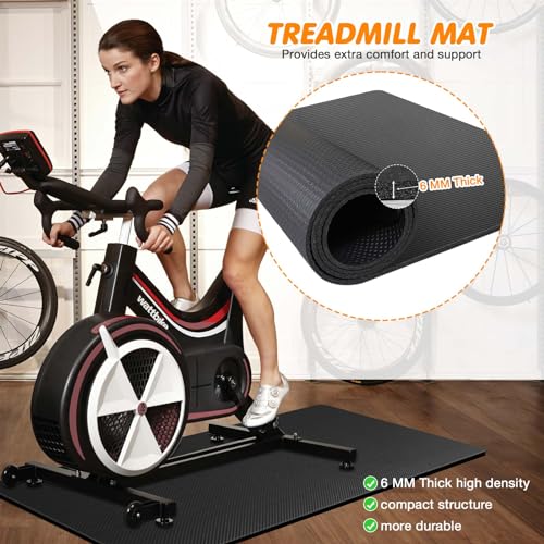 Treadmill Mat Compatible with Peloton Bike, 6mm Thick Exercise Bike Mat for Treadmill and Row Protect Hardwood Floor Carpet - size: 60"L x 30"W x 0.2"Th