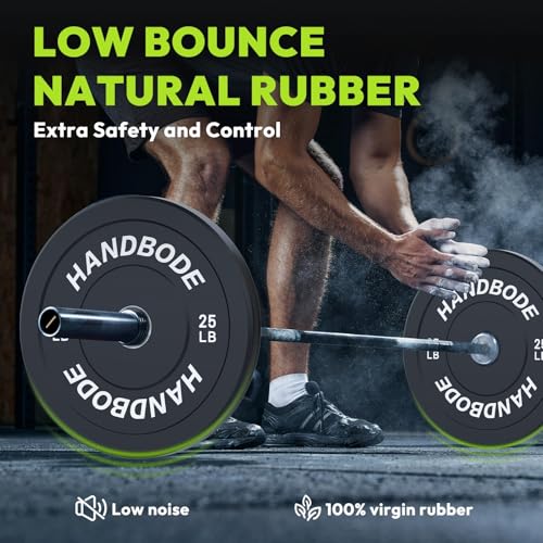 HANDBODE 2-Inch Weight Plates High Bounce, Olympic Bumper Plate Set 45/100/160/190/260/300lb, Colored Weight Plates Set for Home Gym, Barbell Weights Rubber Strength Training Plate for Weight Lifting - size: 200 lb Set (4 * 15, 4 * 35lb), style: Standard