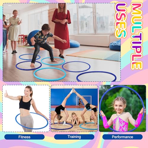 Sratte 12 Pcs Toy Hoop for Kid Detachable Adjustable Toy Hoop Colored Exercise Ring Plastic Circle for Kid Teen Gymnastics Equipment Require Self Assembly (28 Inch,Blue Series) - color: Blue Series, size: 28 Inch