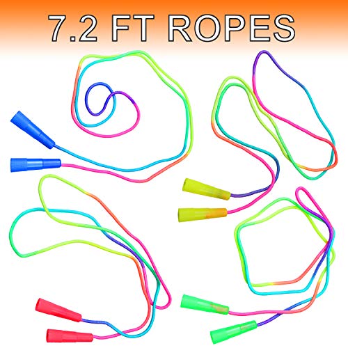 Elcoho 10 Pack Kids Rainbow Jump Rope Set Jumping Ropes Vibrant Skipping Ropes for Kids Outdoor Fun, Party Favors, 7.2 Feet