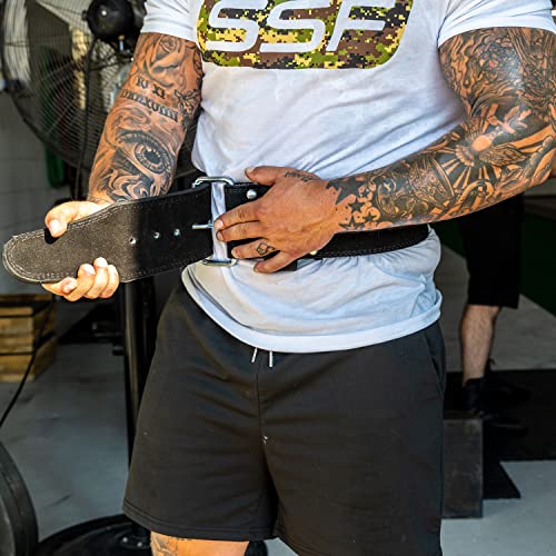 SERIOUS STEEL FITNESS Leather Weight Lifting Belt | Powerlifting, Weightlifting & Exercise Belt | 4" Wide & 10mm Thick - color: Premium Single Prong, size: Large