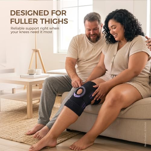 Plus Size Knee Brace 5XL-6XL, Adjustable Wrap for Thick Thighs | Fits up to 35.4 in thigh with open patella comfort and extra long straps. Measure thigh, not clothing size - size: 5XL/6XL