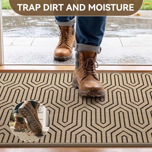 Door Mat Indoor Outside Entrance 24''x71'', Dirt Resistant Absorbent Mats, Non-Slip Rubber Backing, Outdoor Inside Front Entryway Mat, All-Season Welcome Mat, Low Profile Porch Doormat, Brown - color: A- Brown, size: 24"x71"