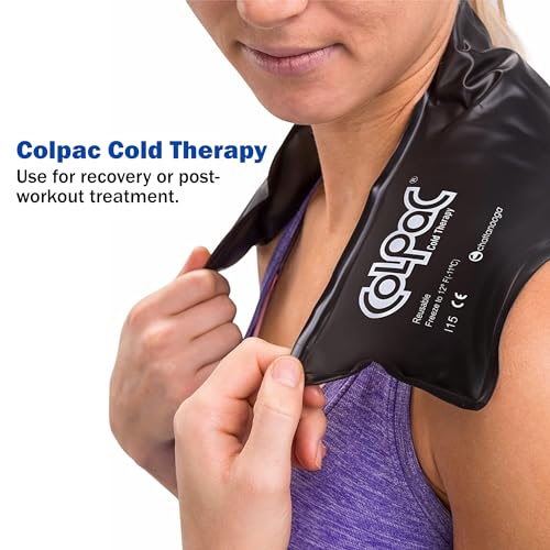 Chattanooga ColPac, Reusable Gel Ice Pack, Cold Therapy for Neck, Shoulder, Upper Back for Headaches, Inflammation, 21" Neck Contour, Black Polyurethane, with a Lumintrail Drawstring Bag - color: Black, size: Neck Contour
