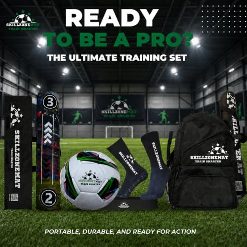 SkillZone Soccer Training Mat with Soccer Ball – Dribbling & Footwork Trainer | Indoor/Outdoor Soccer Training Kit with Interactive Video Hub, Grip Socks & Carry Bag | Control & Agility Practice - color: Limited Edition World Soccer Cup 2026 - Elite Train