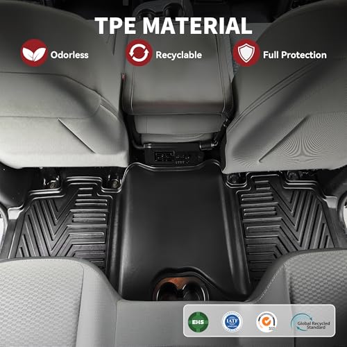 YITAMOTOR Floor Mats Fit for 2013-2018 Dodge Ram 1500/2500/3500 Crew Cab, 2019-2024 Ram 1500 Classic Crew Cab 1st & 2nd Row All Weather Heavy Duty Floor Liners Black | 2019-2024 Ram 1500 Classic Crew Cab, All Weather Heavy Duty TPE Floor Liners