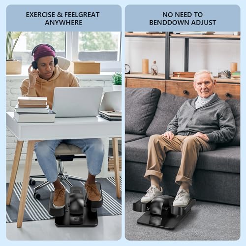 Under Desk Elliptical Machine for Senior Mini Elliptical Leg Exerciser with Remote Quiet Portable Electric Seated Foot Pedal Exerciser for Home Office - size: Compact