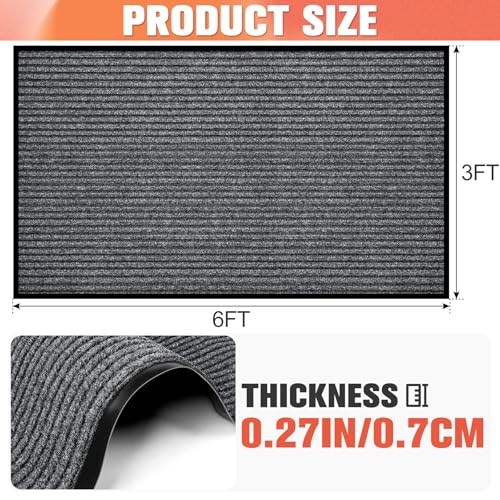 MYFAMIREA Commercial Floor Mat 3' x 6' Extra Large Front Door Industrial Rug Heavy Duty Brush Step Entrance Mat Weather Utility Rug with Non Slip Rubber Backing Low Profile for Entryway, Charcoal Grey - size: 3 x 6 Feet