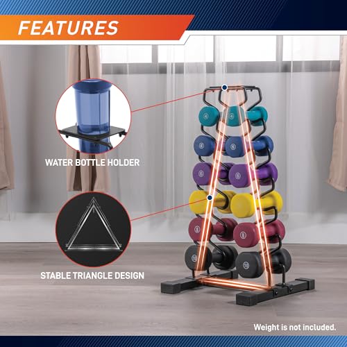 Marcy Strength Training Dumbbell Rack, Wire Frame Minimalist Dumbbell Storage - color: Black - 6 Tier