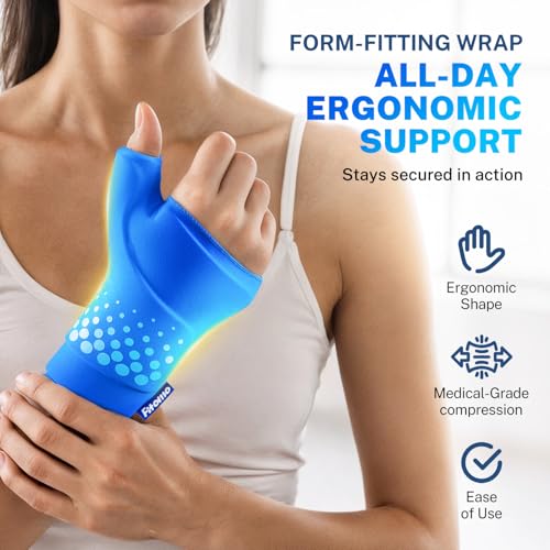 Thumb & Wrist Ice Pack Wrap, Thickened Ice Gel Pad, Ergonomic Fit, Long Lasting Cold & Warm for Carpal Tunnel Relief, Arthritis, Computer Overuse Injuries, Post-Surgery, Post-Workout, Size L/XL - size: L/XL, style: Blue