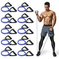 10-Pack Bulk Resistance Bands with Handles, Same Resistance Level, for Resistance Training, Physical Therapy, Home Workouts, Fitness & Pilates - color: Blue 25-30LBS