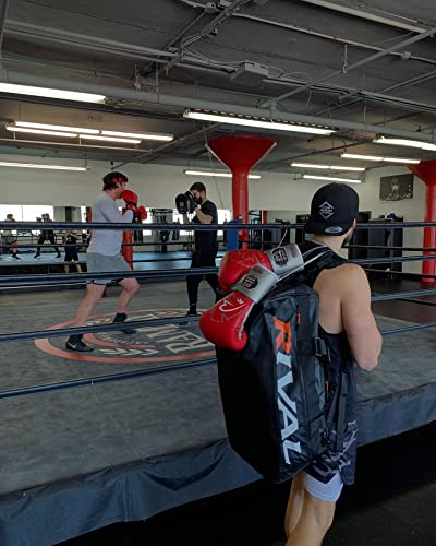 RIVAL Boxing RS100 Professional Lace-Up Sparring Gloves, Handcrafted with Super-Rich Microfiber PU, Ergonomically Designed to Perfectly Fit Your Hand - color: Blue/Silver, size: 14 oz.