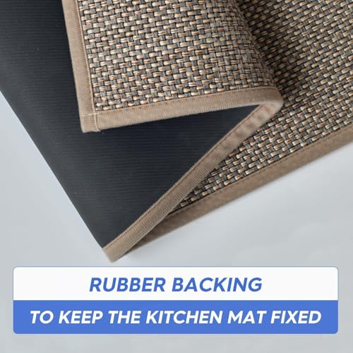 Artoid Mode Washable Non-Skid Kitchen Rugs and Mats Set of 2, Rubber Backing Kitchen Mats for Floor Front of Sink Home Decor - 17x29 and 17x47 Inch - color: Beige Grey, size: 17" x 29" /17" x 47"