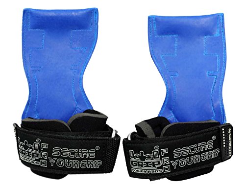 Lifting Grips PRO Weight Gloves Heavy Duty Barbell Gymnastics Straps Alternative to Power Hooks Deadlifts Adjustable Neoprene Padded Wrist Wrap - color: Blue Rubber, size: Large 7.50"-8.50" Wrist Size