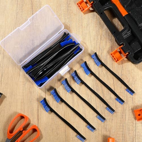 Boao 20 Packs Double-Ended Gun Cleaning Brushes 7 Inch Nylon All Purpose Cleaning Brush with Plastic Handle (Blue) - color: Blue