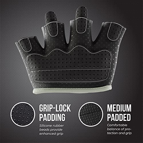 Contraband Pink Label 5537 Womens Micro Weight Lifting Gloves w/Grip-Lock Silicone Padding (Pair) - Minimalist Half Gloves - Apple Watch Friendly - color: Gray, size: X-Small