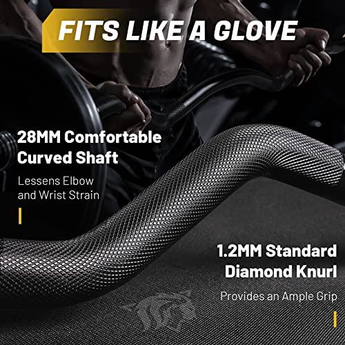 LIONSCOOL 2 Inch EZ Curl Bar, 350LBS/700LBS Weight Capacity Olympic Curl Barbell for Bicep, Tricep Workout, Deadlifts, Weightlifting, Strength Training Exercises - color: Black