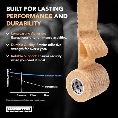 Hampton Adams | As Seen on Shark Tank | Self Adhesive Bandage Wrap (14-Pack) | 15ft | Pet Safe | Breathable Athletic Elastic Cohesive Bandage for Sports Injury Ankle Knee Wrist sprains (Beige) - color: Beige