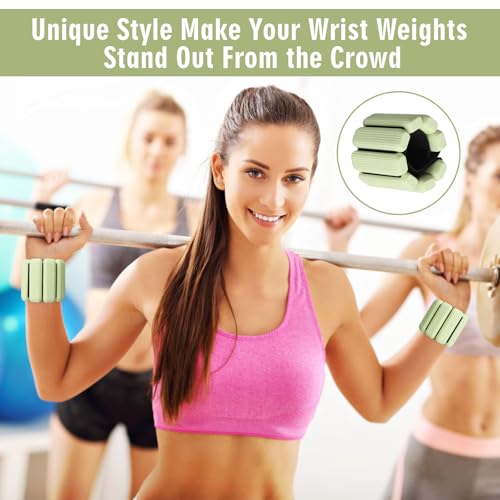 Wrist Weights Set of 2, Wearable Wrist Ankle Weights for Women & Men, Silicone Weighted Bangles Adjustable Arm and Leg Weights for Walking Yoga Pilates Running Dance Gym 2lb - color: Green