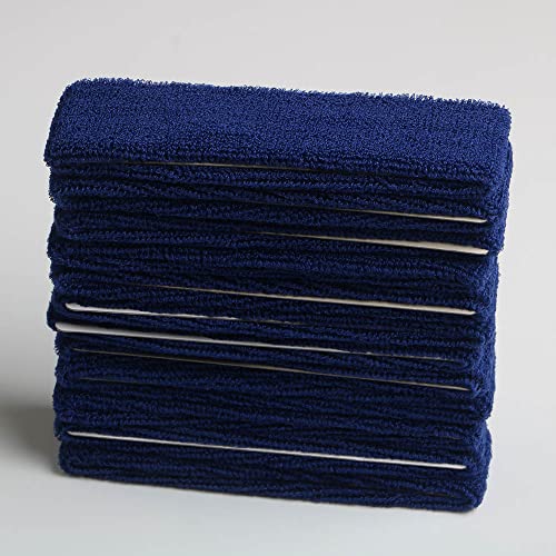 Cotton Sweatband Headbands,Pack of 12,Elastic Stretchy Sport Terry Cloth Sweat Bands,Yoga Workout Fitness Exercise Basketball Headband - color: 12pcs x blue cotton sweatband headbands