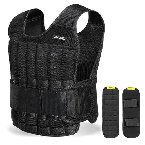 BeatBoost Weighted Vest Men 20lb/30lb/40lb/50lb/60lb Adjustable Weight Vest with Steel Plates Weights for Walking Strength Training Running Workout - color: Black, size: 20LB