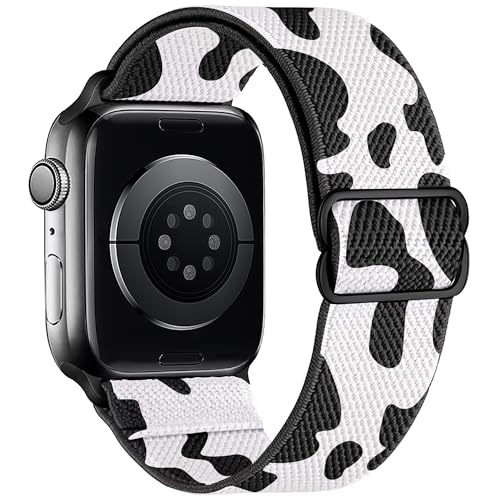 Stretchy Nylon Loop Bands Compatible with Apple Watch 38mm 40mm 41mm 42mm 44mm 49mm Adjustable Soft Elastics Strap Compatible with Apple Watch SE Ultra iWatch Series 8/7/6/5/4/3/2/1 (Cow, for - color: 2-Cow, size: 42mm(Series 3)/44mm/45mm/46mm/49mm