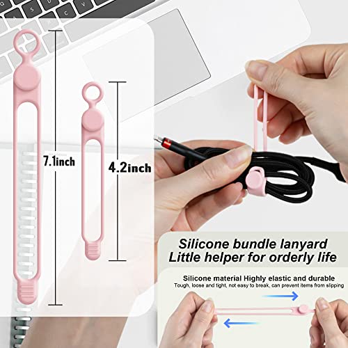 Silicone Cable Ties Cord Organizer for Cable Management, 16PCS 4.2" and 7.1" Reusable Cable Organizer Electronic Accessories for Home, Office, Kitchen, School, Travel (Pink) - color: Pink, size: 4.2 Inch+7.1 Inch