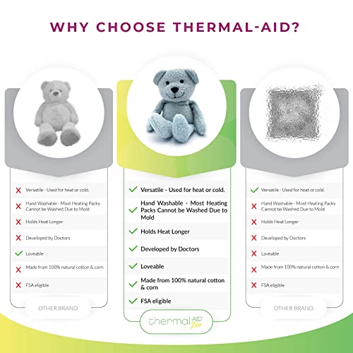 Thermal-Aid® (Buckley The Blue Bear) – Washable Heating Pad & Ice Pack – Plush Hot/Cold Pack with Natural Corn Filling – Reusable Comfort - size: Zoo Blue Bear