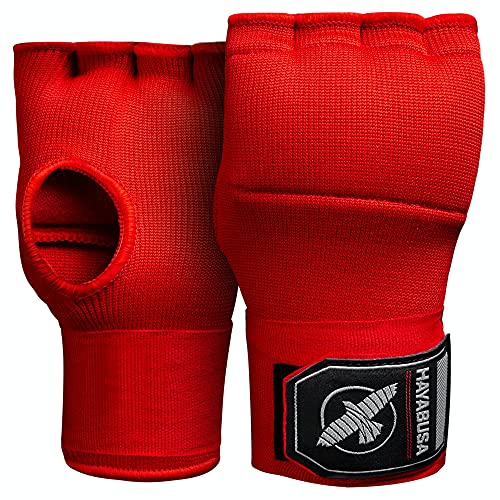 Hayabusa Quick Gel Hand Wrap Boxing Gloves | Slip-On Design, Padded Knuckle Protection, Hook and Loop Closure, Muay Thai Kickboxing, Men and Women, Sparring - color: Red, size: Large