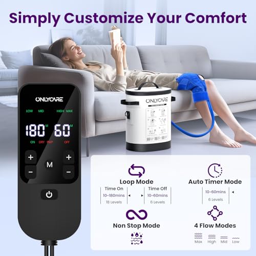 ONLYCARE Cold Therapy Machine, Ice Machine for Knee After Surgery | Portable Ice Therapy Machine with Quiet Pump, Large Cold Pad for Ankle, Arm Joints, Sports Injuries, Cryotherapy Pain Relief - color: Gray