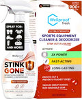 Stink Gone 2-in-1 Sports Equipment Cleaner & Odor Eliminator - 3X Enzyme Concentrate for Gloves, Hats, Helmets, Cleats, Shoes, Clothes, Gym Bags, Gym Equipment & Athletic Gear, 16oz