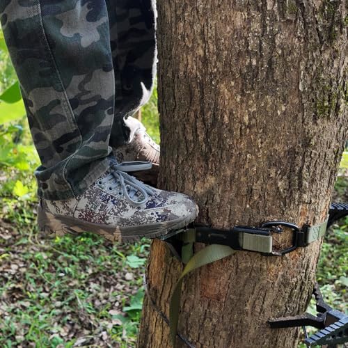 Saddle Hunting Platform Steps, Ultra-Light Ring of Steps for Climbing Bow Hunting with 6 Feet Heavy-Duty Strap & Cam Buckle, Ergonomic Anti-Slip Design - size: 4 Pack