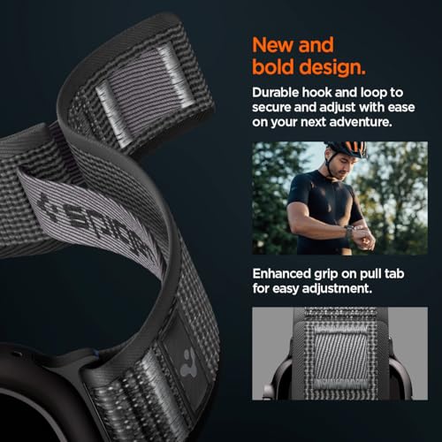 Spigen for Apple Watch Band, Compatible with Ultra 3/2/1 49mm, Series 11/10 46mm, 9/8/7 45mm, SE3/SE2/SE/6/5/4 44mm, 3/2/1 42mm - color: Active Black Gray