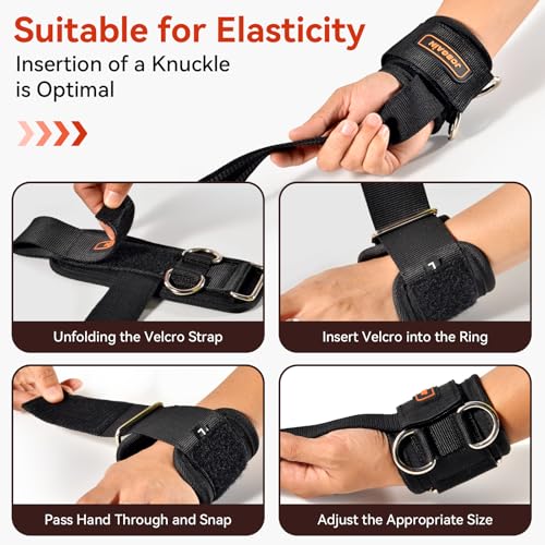 1 Pair Weight Lifting Straps with D Rings for Cable Machine Workout, Neoprene Padded Wrist Straps for Weightlifting Deadlifting, Non-Slip Wrist Support for Men Women - color: Black