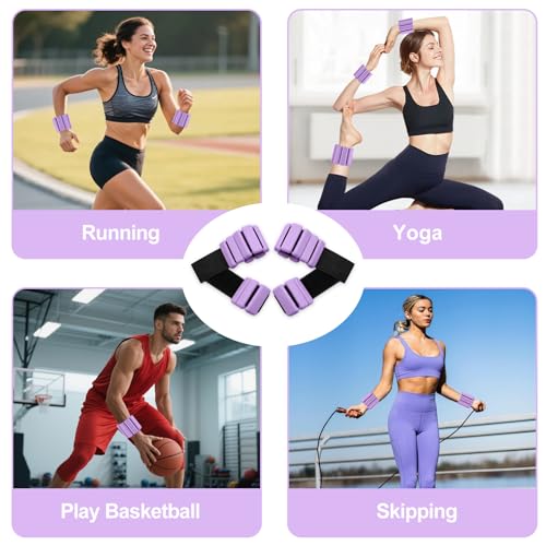 Wrist Ankle Weights for Women, Adjustable Silicone Wrist & Ankle Weights, Wearable Pilates Weighted Bracelet for Strength Training Walking Yoga Physical Therapy Home Workouts - color: Purple