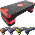 GYMMAGE Aerobic Exercise Step, Adjustable Height, | Aerobic Workout Step Platform for Exercise, 26.5" Step Deck with Adjustable Height, Women Home Gym Cardio Fitness - color: Red