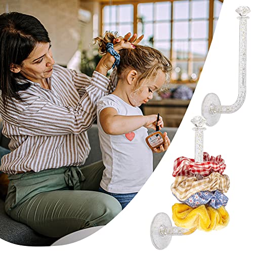 4pcs Headband Holder Stand Scrunchie Organizer, Girls Hair Accessories Organizer Storage for Headband Hairband Hair Ties, Clear Glitter Adhesive Scrunchy Holder - color: 4Packs Clear