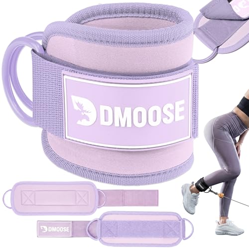 DMoose Ankle Strap for Cable Machine - One Size Fit with Premium Padding, Workout Kickback Ankle Cuffs, Ankle Bands for Working Out, Booty Workouts, Leg Extension, Hip Abductors & Lower Body Exercises - color: Lilac Purple - Single