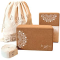 Cork Yoga Block Set – 2 Pack with Strap & Canvas Bag | Luxury Portuguese Yoga Blocks 9”x6”x3” | Heavy-Duty, Non-Slip Support | Eco-Friendly, Plastic-Free Materials
