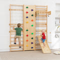 10-in-1 Swedish Ladder Indoor Jungle Gym for Kids Ages 3–12, 500 LBS Wooden Wall-Mounted Climbing Set with Slide, Swing, Rings, Monkey Bars – Montessori Play & Fitness Playground - size: 10-in-1