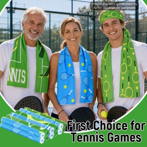 30Pcs Tennis Cooling Towels 40 x 12 Inch Towel Microfiber Breathable Chilly Sport Rags Absorbent Sweat Washcloth Sport Team Gifts Workout Ice Towel for Athletes Coach Gym Party Favors - style: Tennis