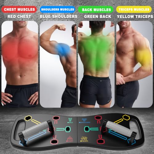 HOTWAVE Push Up Board, Portable Pushup Board for Men, Foldable Push Up Bar | Multifunctional Pushup Handles for Floor, Strength Training Equipment for Home Gym, Suitable for Beginners and Teenagers - color: Black-Grey